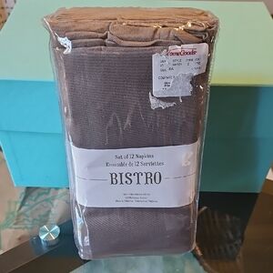 NWT: Bistro Set of 12 Brown Napkins
